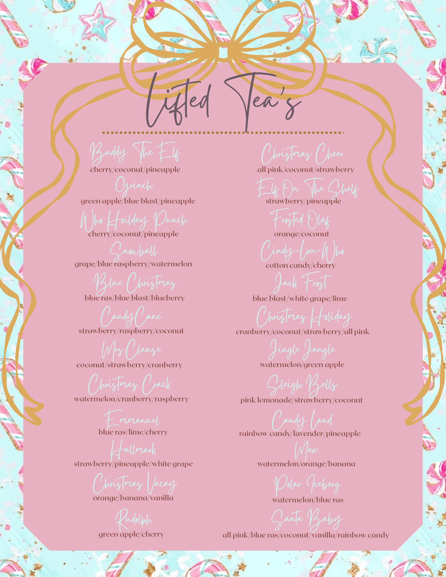 Christmas Loaded Tea Menu