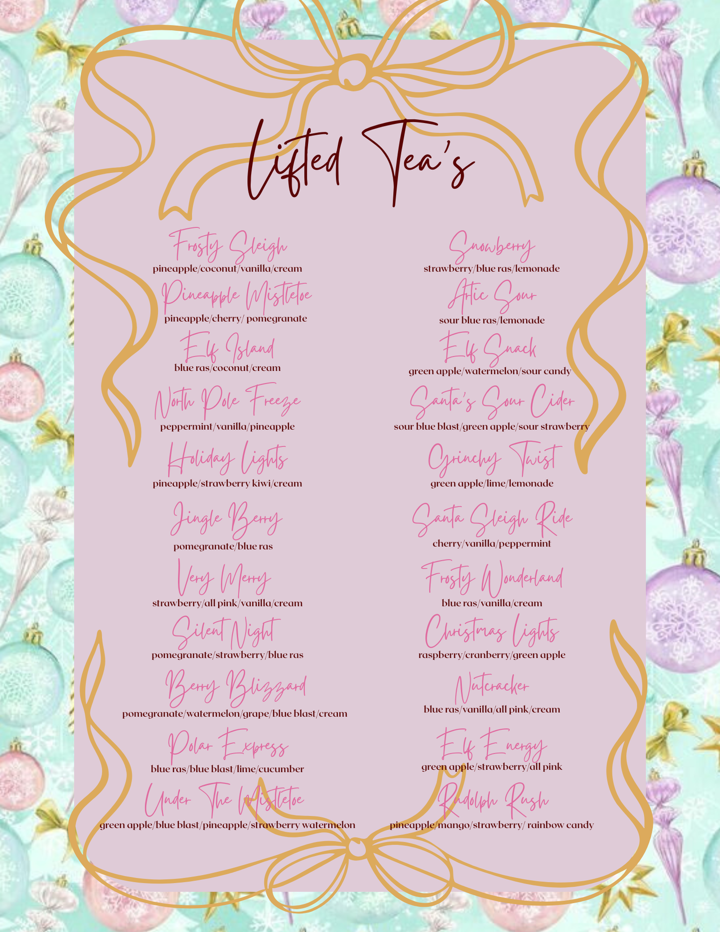 Christmas Loaded Tea Menu